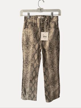 NWT Pistola Lennon High Rise Crop Boot Jeans Python Snake Print Size 24 $168 MSR